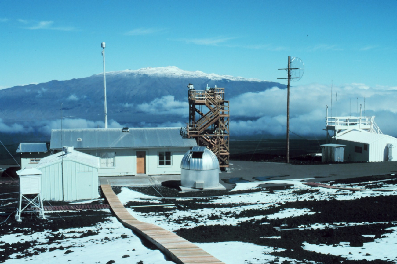 Snow on the ground at Mauna Loa Observatory