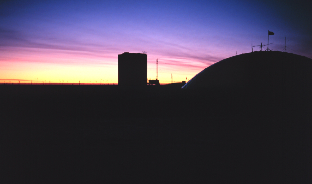 Sunset over the station in the austral fall of 1997