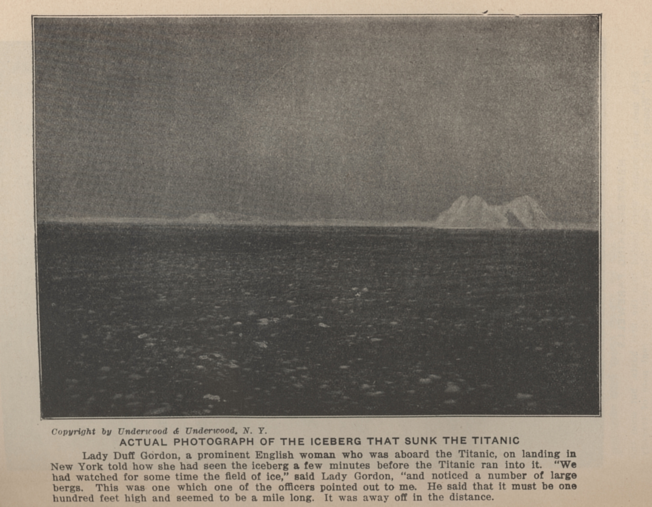 (Possibly) Actual photograph of the iceberg that sunk the TITANICIn: Marshall, Logan 1912