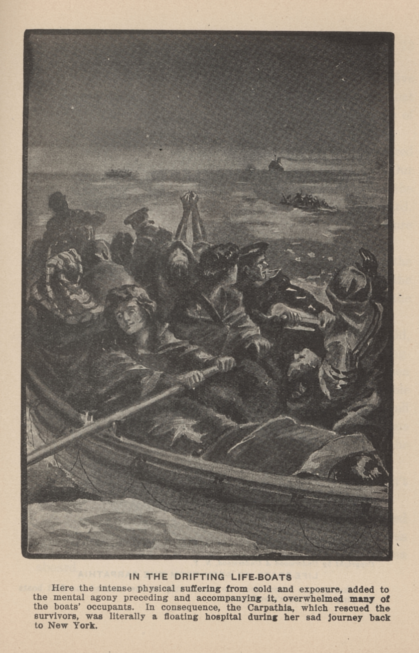 In the drifting lifeboats following the sinking of the TITANICIn: Marshall, Logan 1912