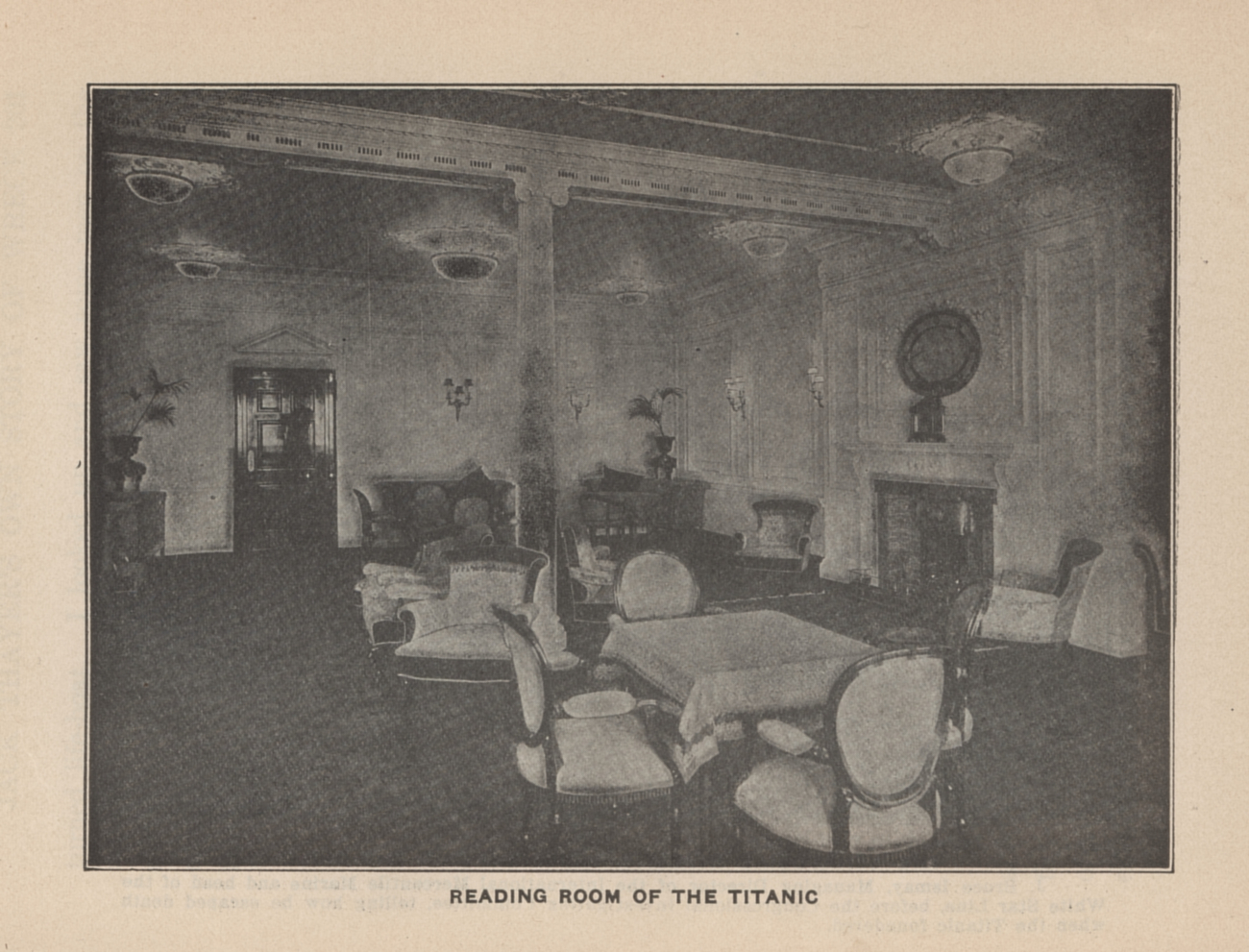 Reading room of the TITANICIn: Marshall, Logan 1912