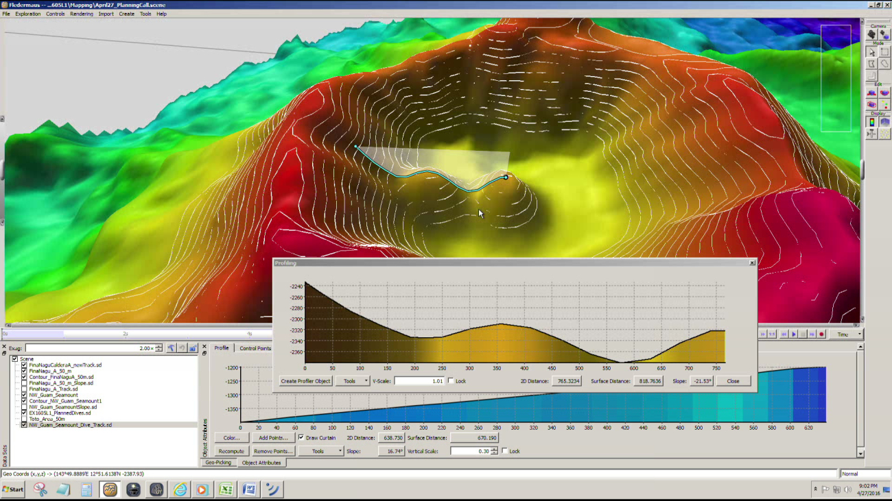 Screen capture of an image of a volcanic crater with a resurgent dome in itscenter