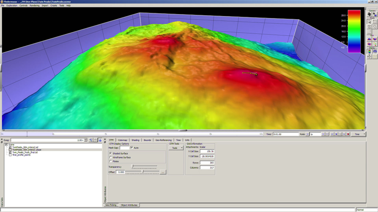 Screen capture of bathymetry of area showing location of dive