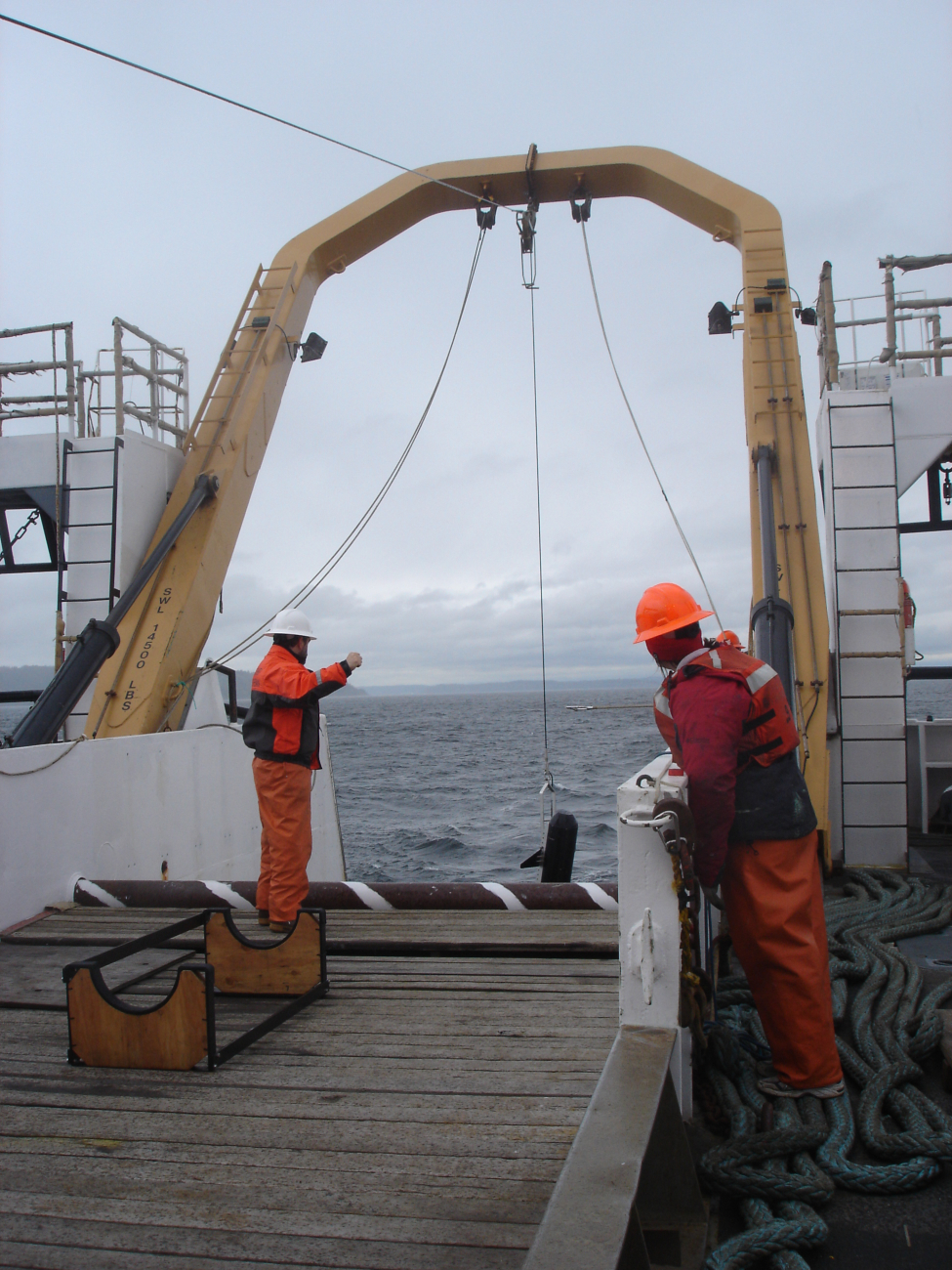 Deploying an oceanographic instrument off the stern