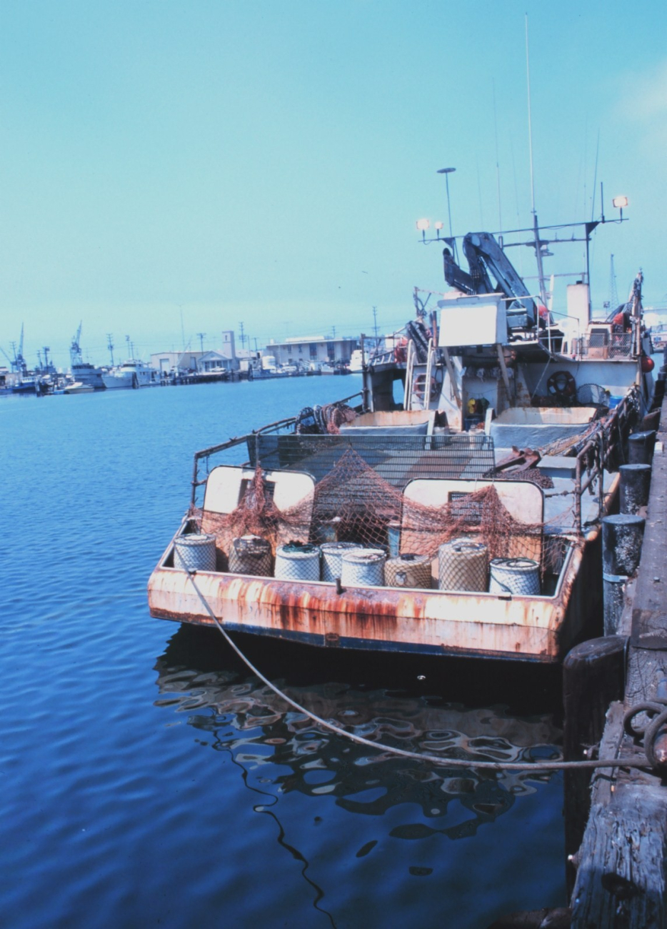 A muti-purpose fishing vessel at Terminal Island next to the Heinz Plant