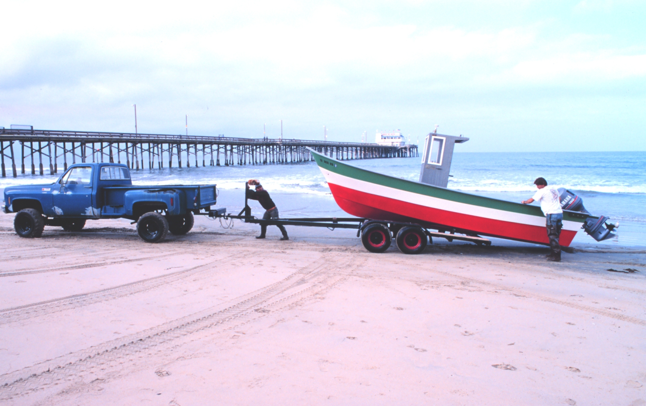 Part of the dory fishing fleet at Newport Beach