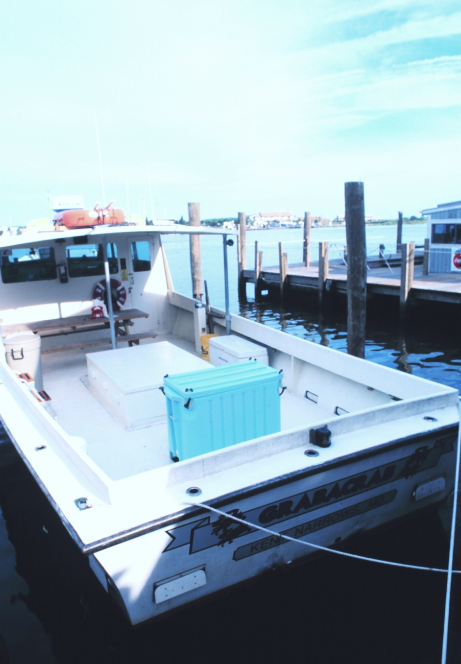 Large open deck work areas are typical of Chesapeake Bay work boats
