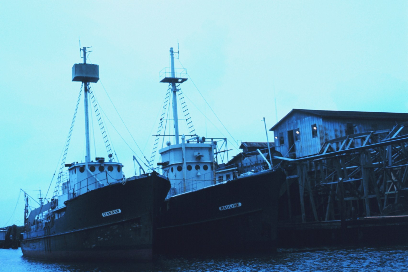 Menhaden mother vessels tied up at the pier