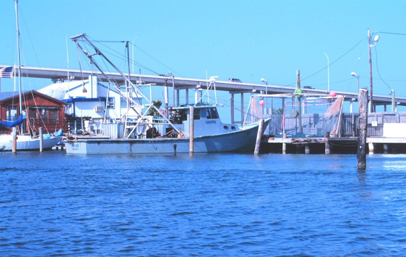 Shrimp boats tied up on the Padre island side of the JFK Causeway