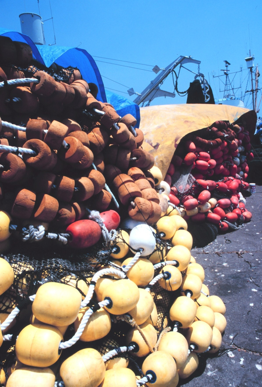 Mountains of nets, chain, and line - some of the working gear of commercial tuna boats