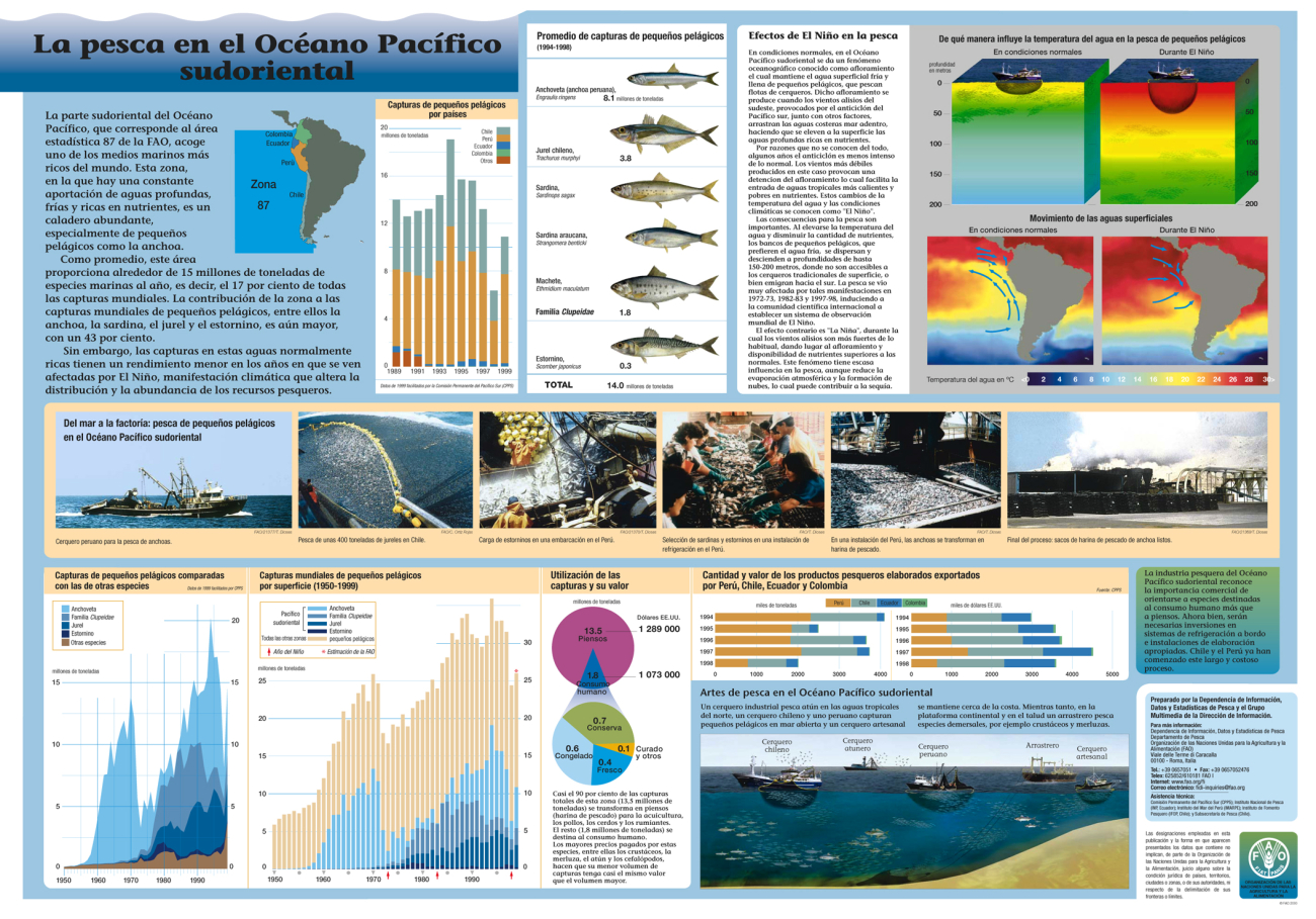 An educational poster produced by the United Nations Food and AgricultureOrganization (FAO) for the Southeast Pacific Ocean area