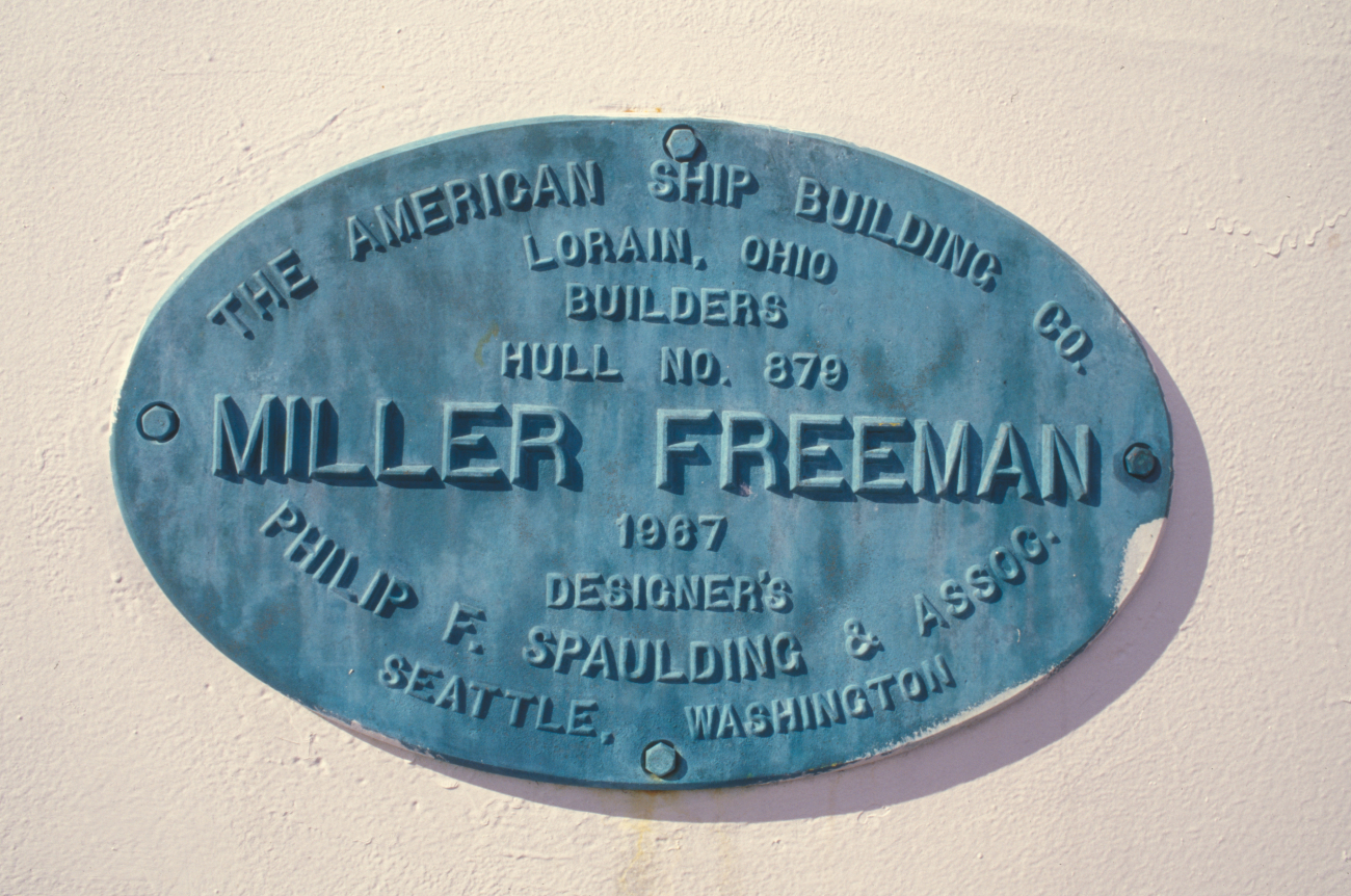 Name plate of NOAA Ship MILLER FREEMAN