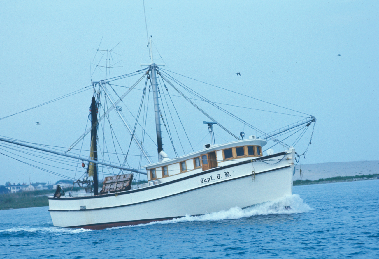 A shrimp boat heading out