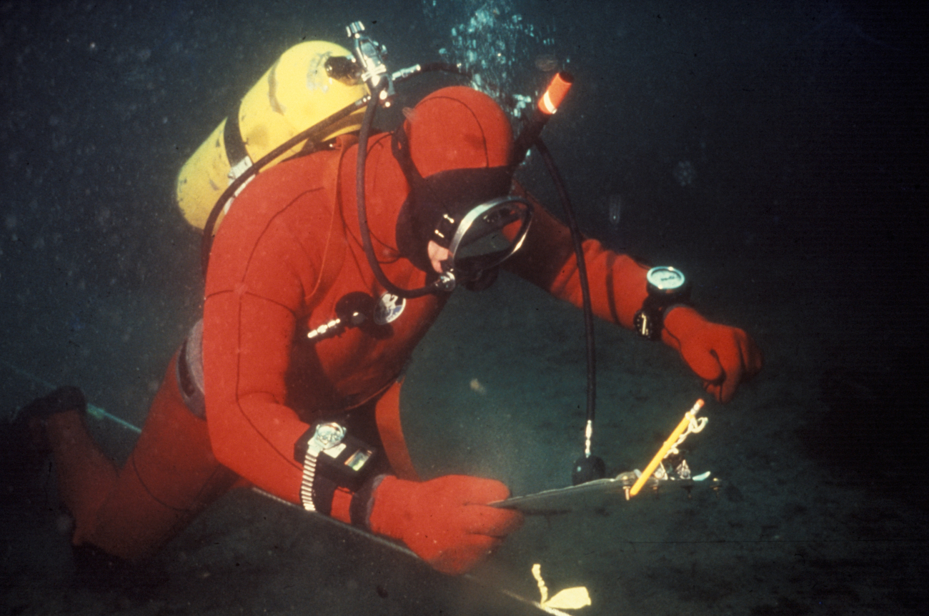 Diver conducting underwater survey