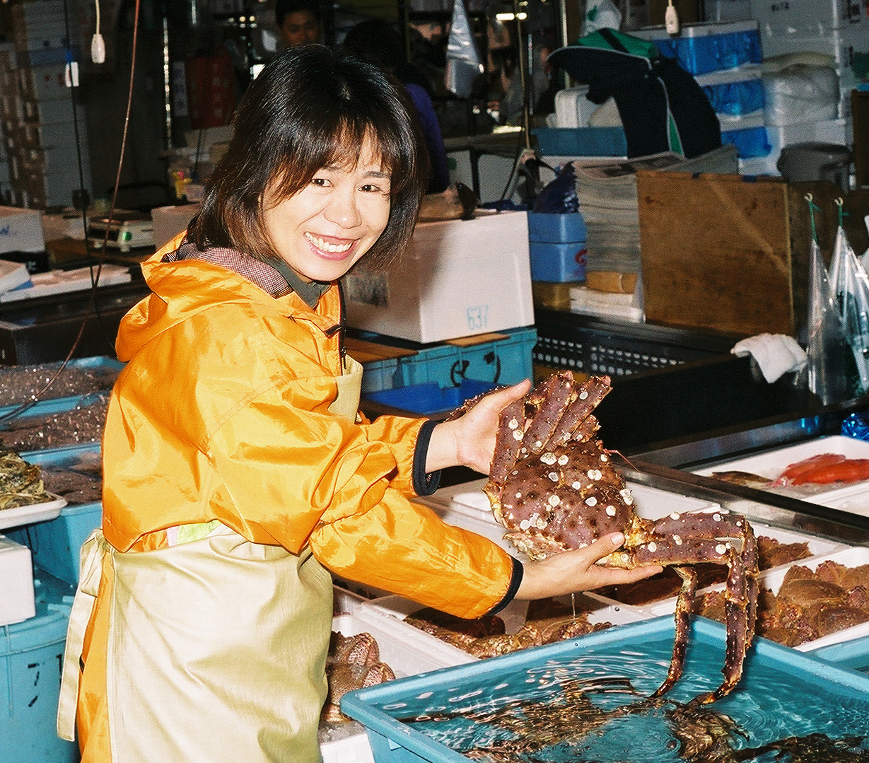 Giant crab for sale at Shiogama market in Japan