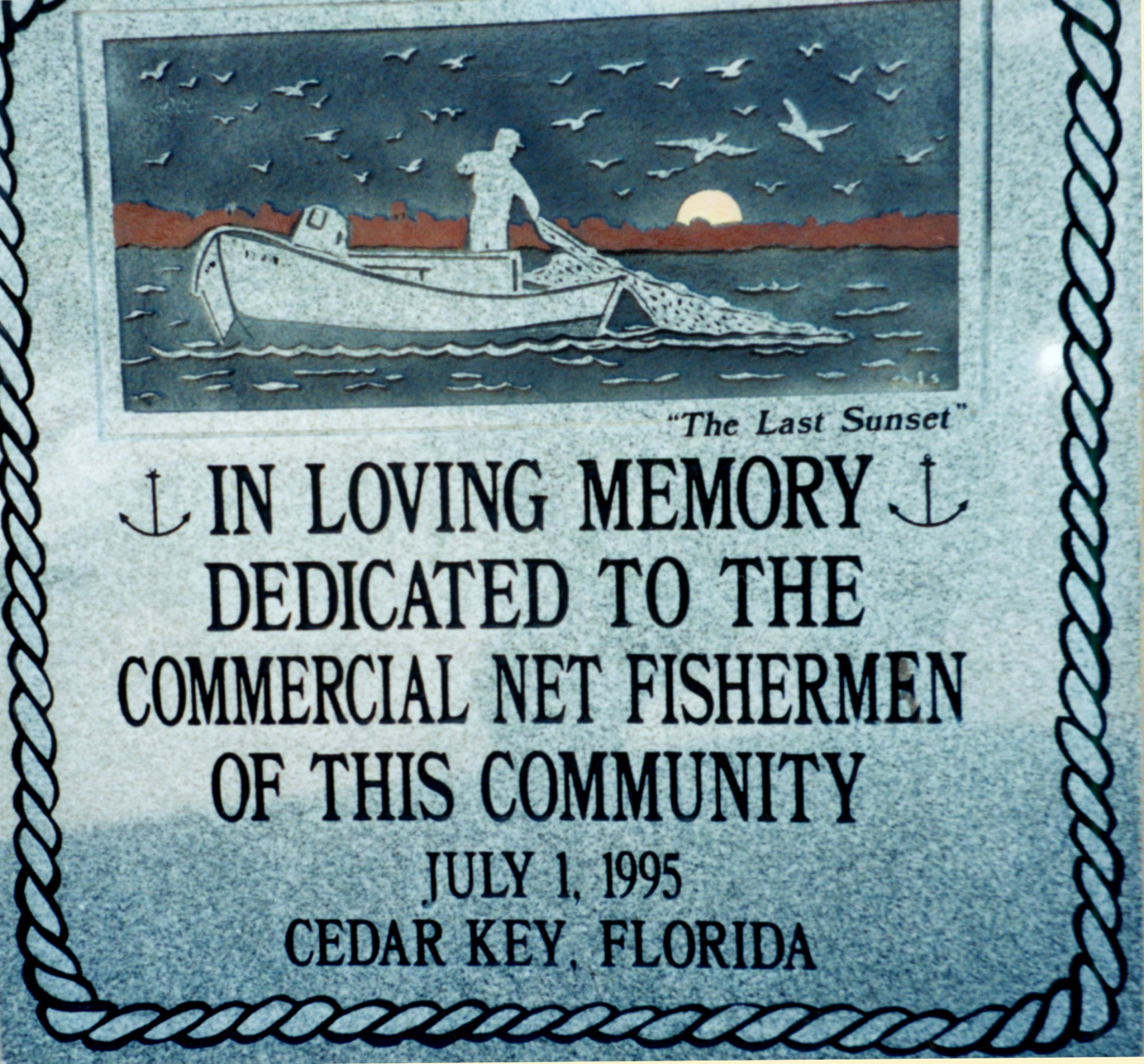 Memorial to the passing of a way of life - the commercial net fishermen of Cedar Key