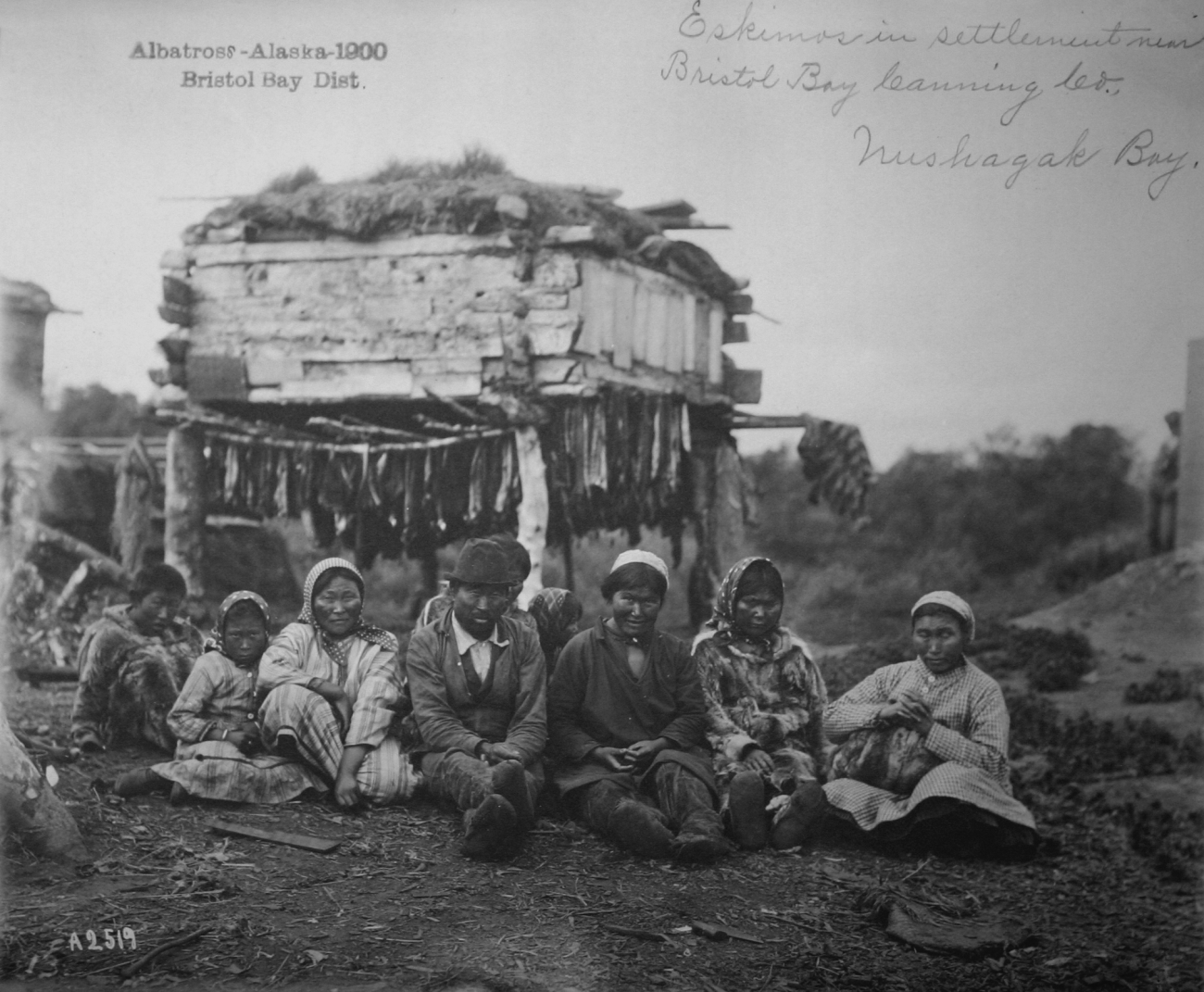 Albatross, AK, 1900, Bristol Bay district, Eskimoes in settlementnear Bristol Bay Canning Co