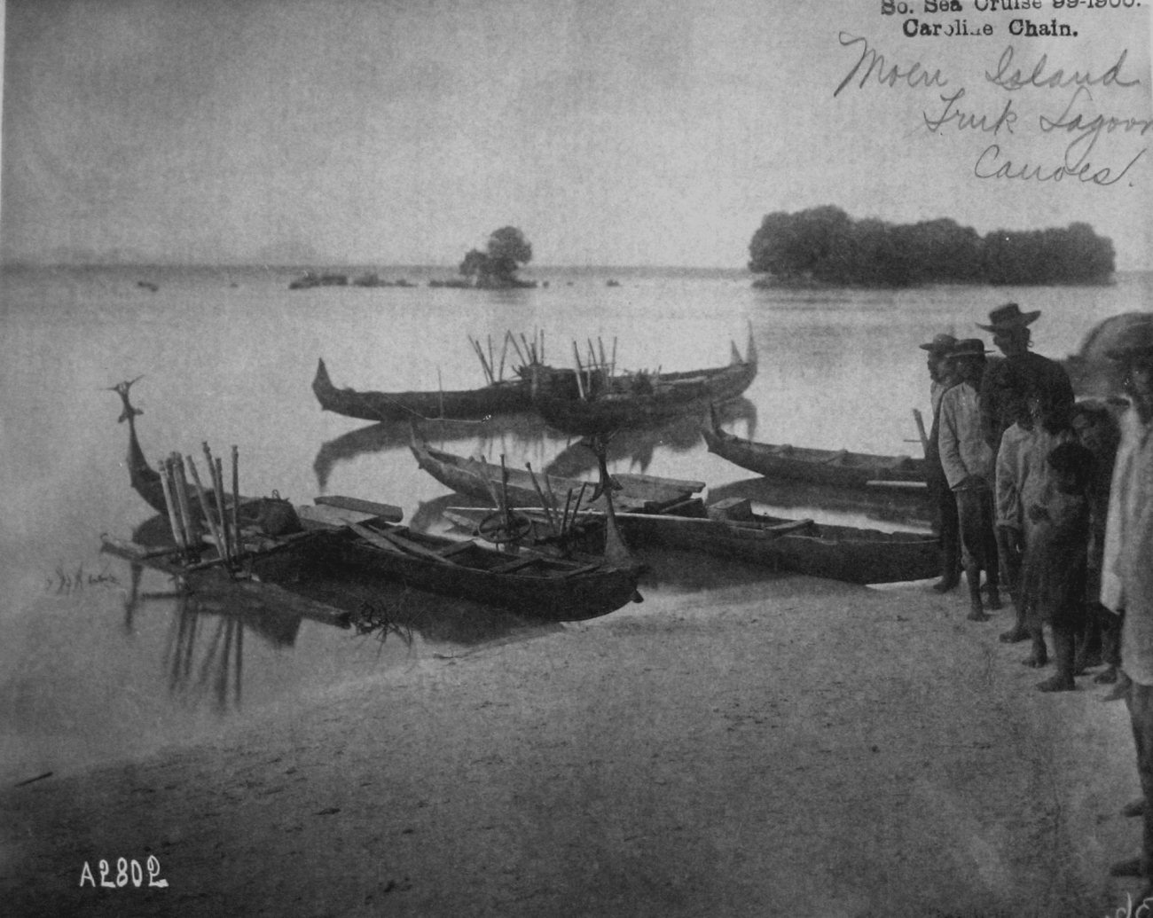 South Sea cruise 99-1900, Caroline Chain, Moen Island, Truk Lagoon, canoes