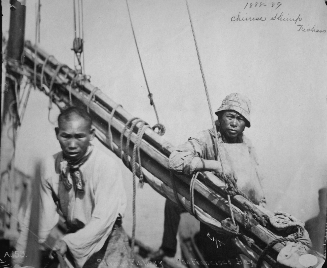 Chinese shrimp fishers, San Francisco Bay, CA, 1888-89