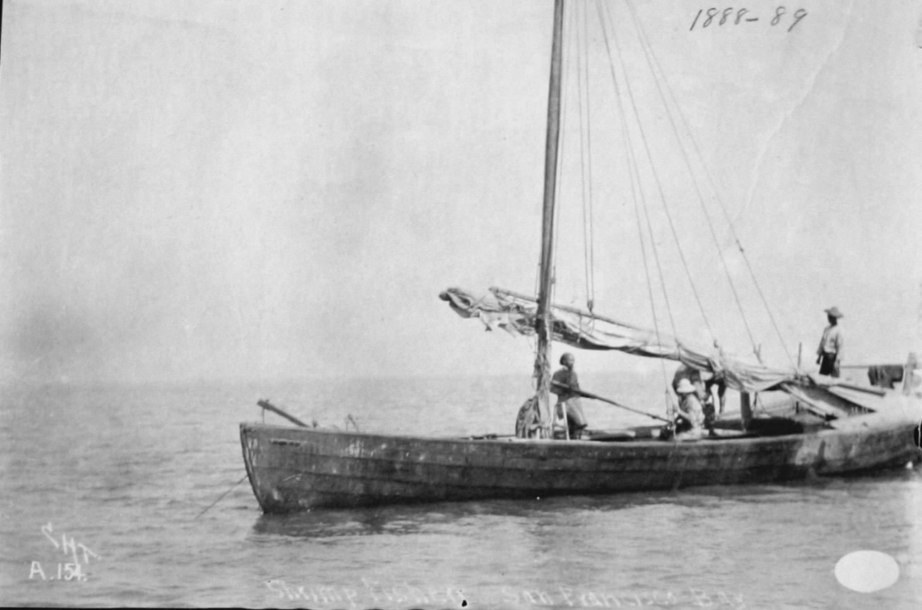 Shrimp fishery, San Francisco Bay, CA, 1888-89