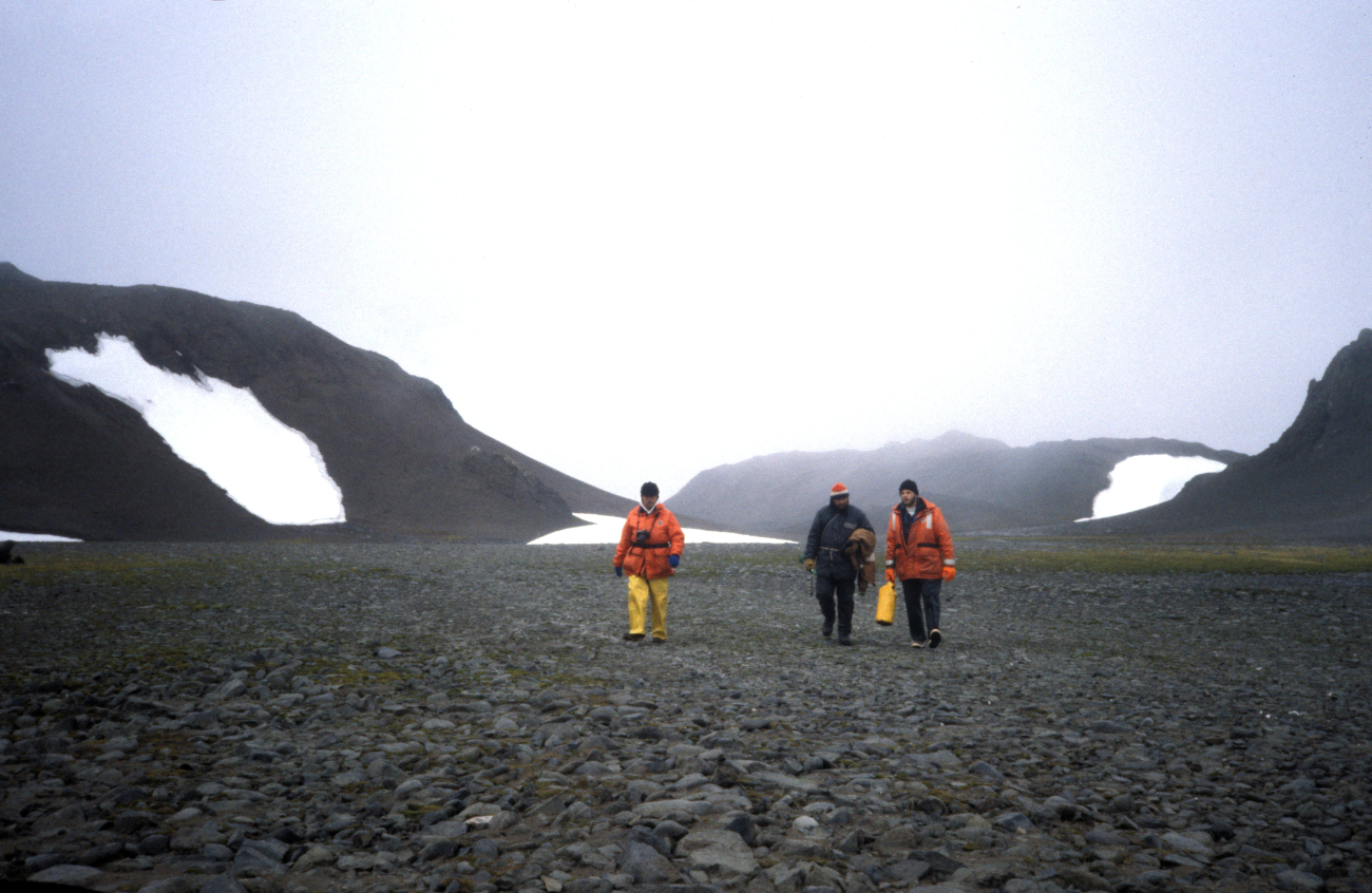 Roger Hewitt and two AMLR scientists on Livingston Island