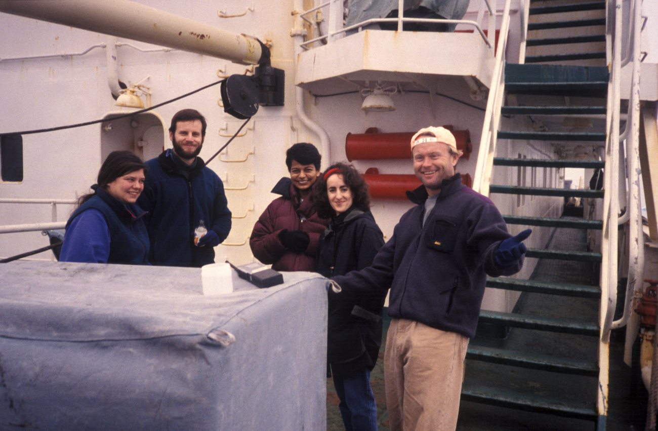 Bill Cobb, Wes Armstrong and AMLR scientists aboard the R/V Yuzhmorgeologiya