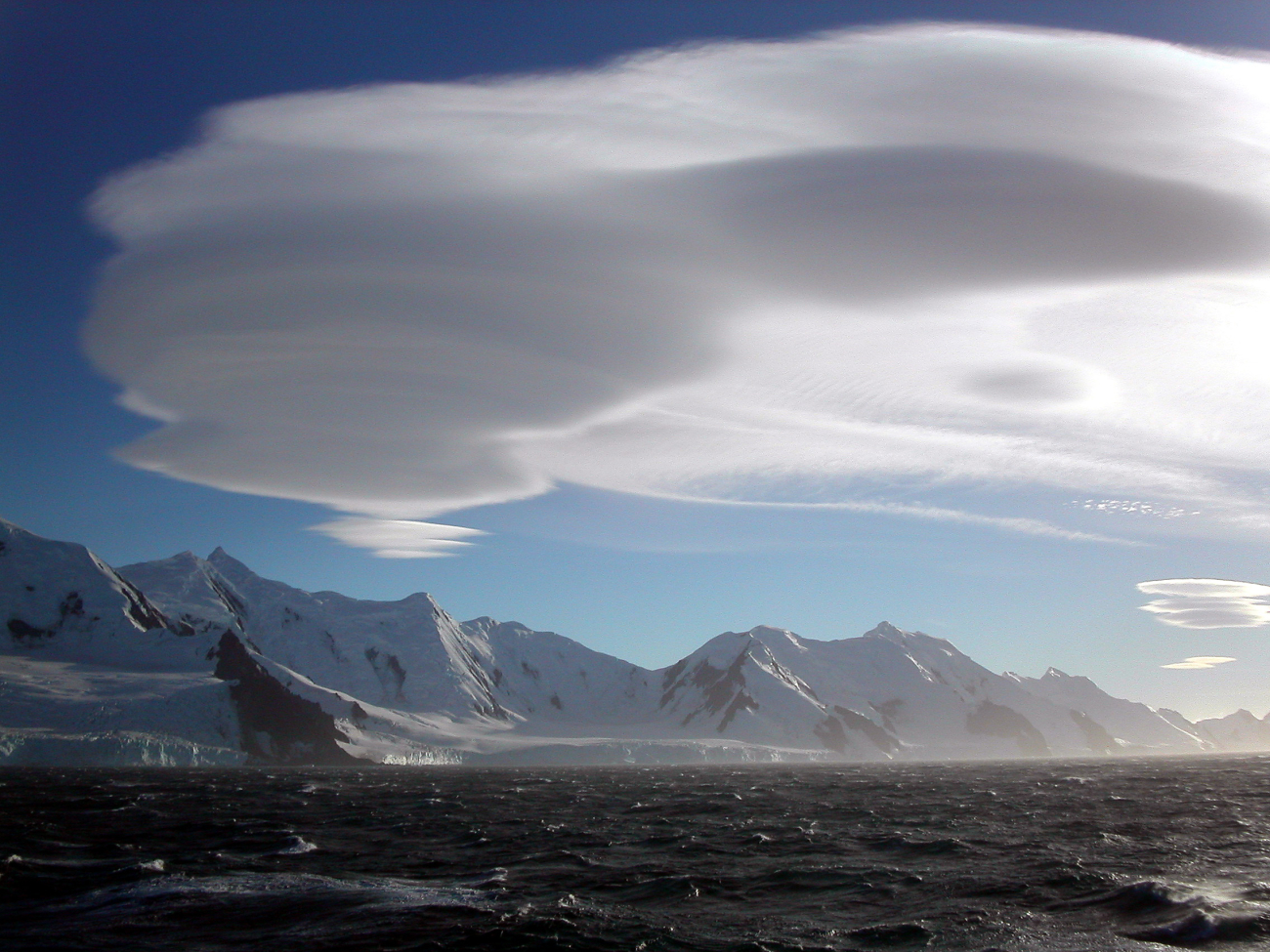 Lenticular clouds over Livingston Island, South Shetland Islands