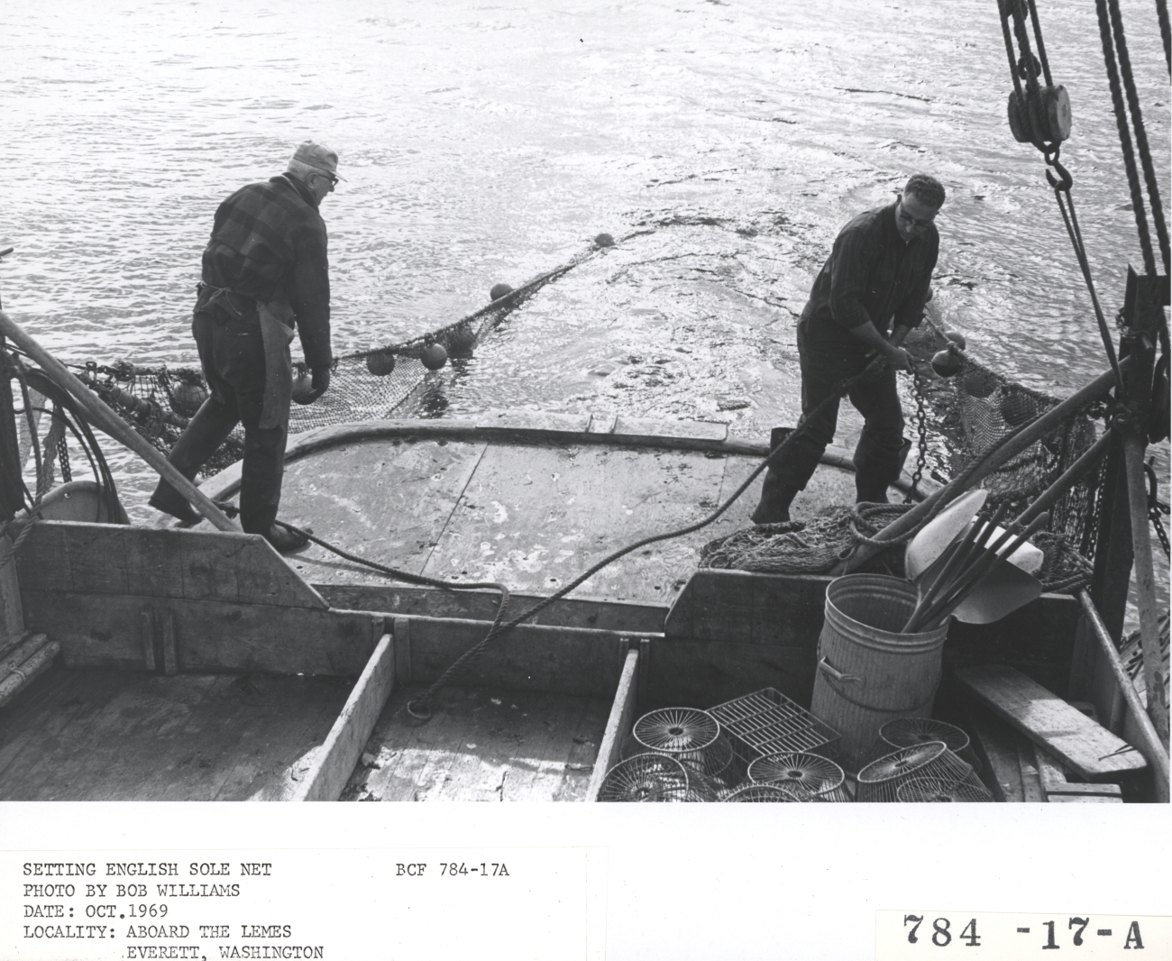 Setting English sole net aboard the fishing vessel LEMES