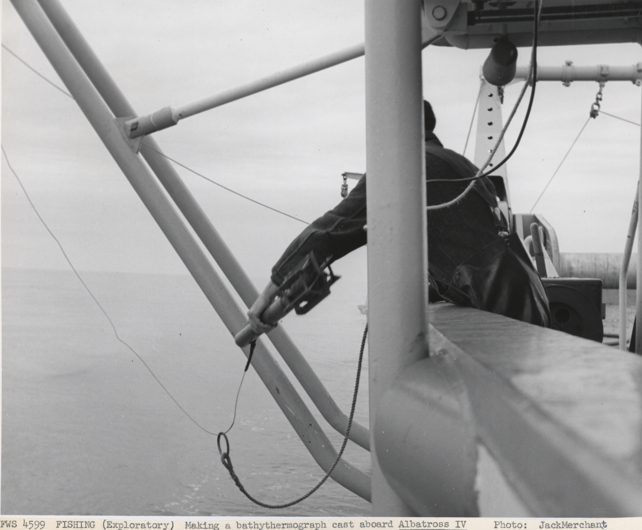 Making a bathythermograph cast aboard the ALBATROSS IV