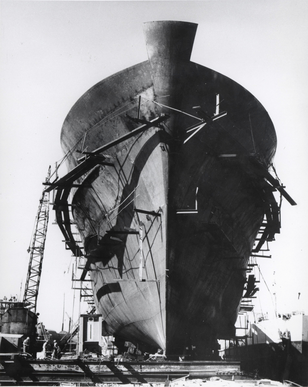 ALBATROSS IV under construction, keel up, at the Southern ShipbuildingCorporation at Slidell, Louisiana