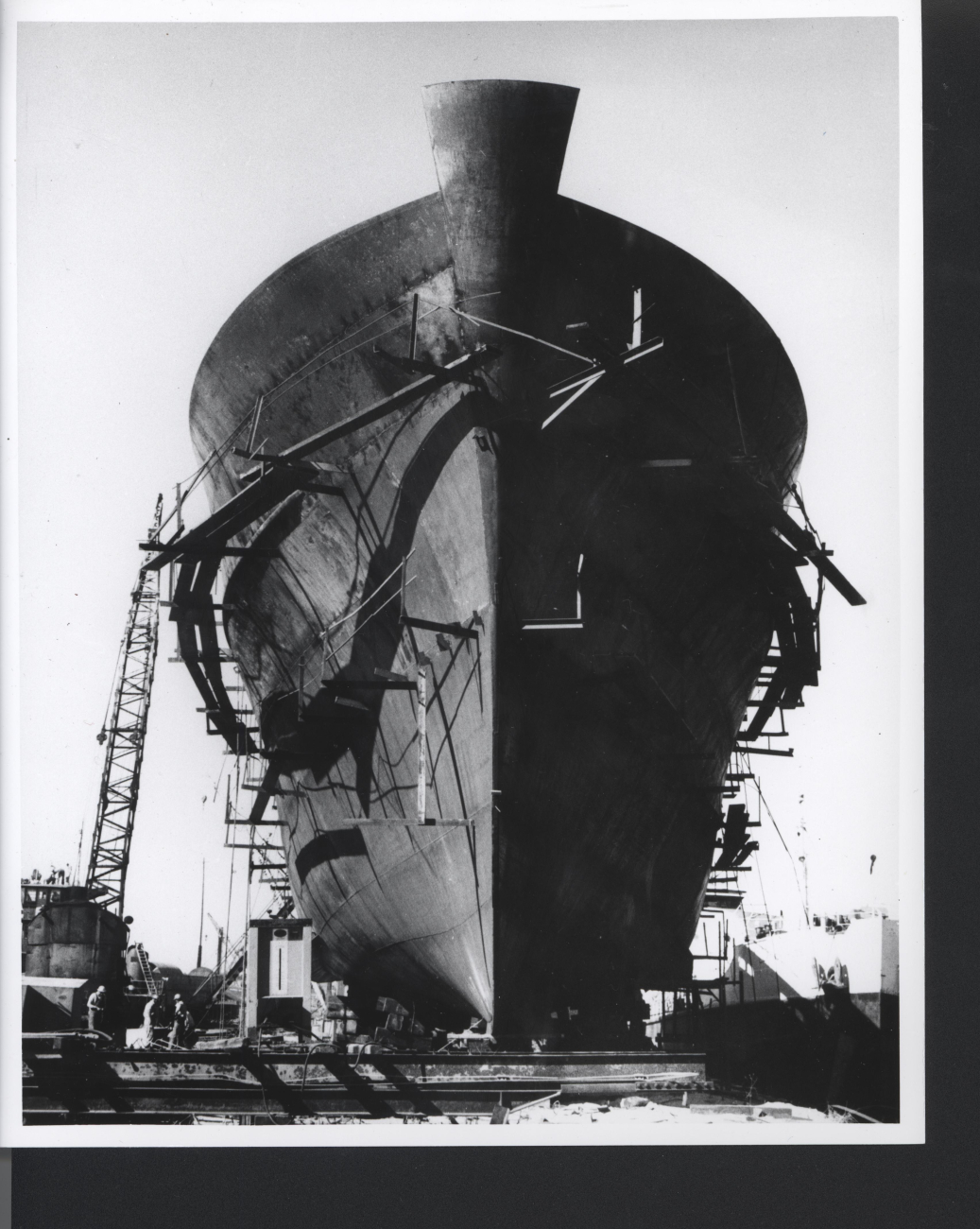 BCF ship ALBATROSS IV under construction, bow view, at Southern ShipbuildingCorporation yards