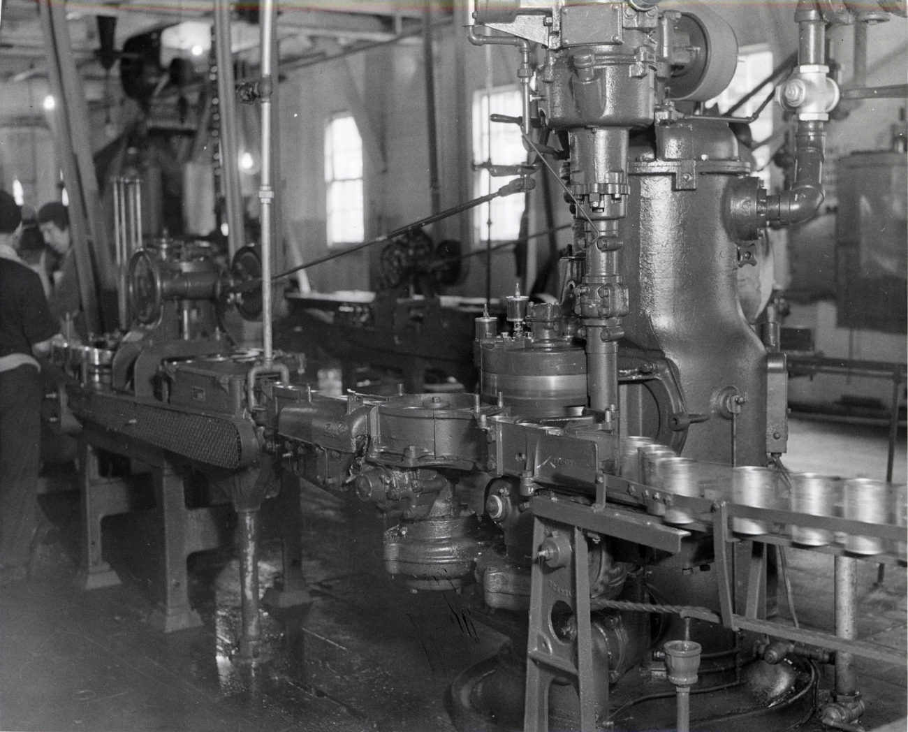 Assembly line machinery in seafood cannery