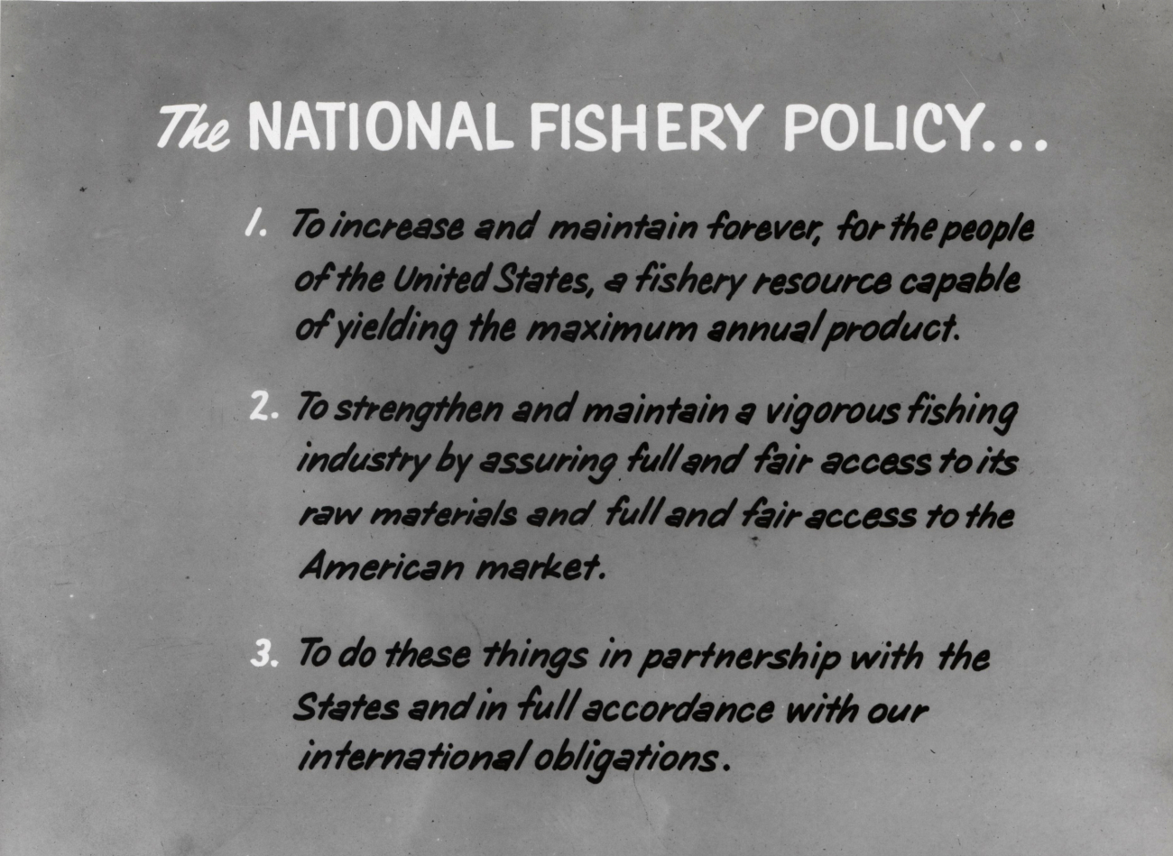 National Fishery Policy (circa 1958)