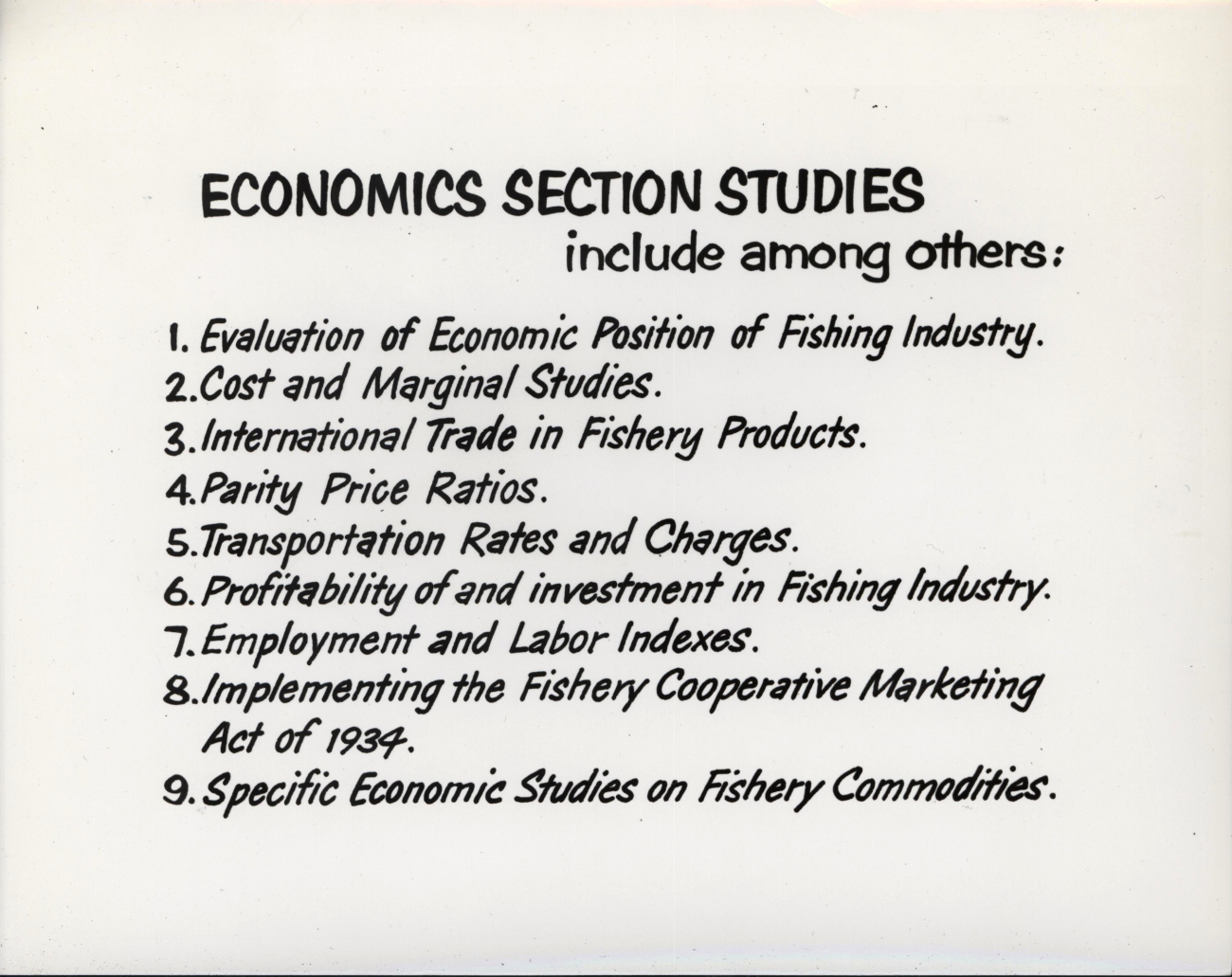 BCF economics section studies