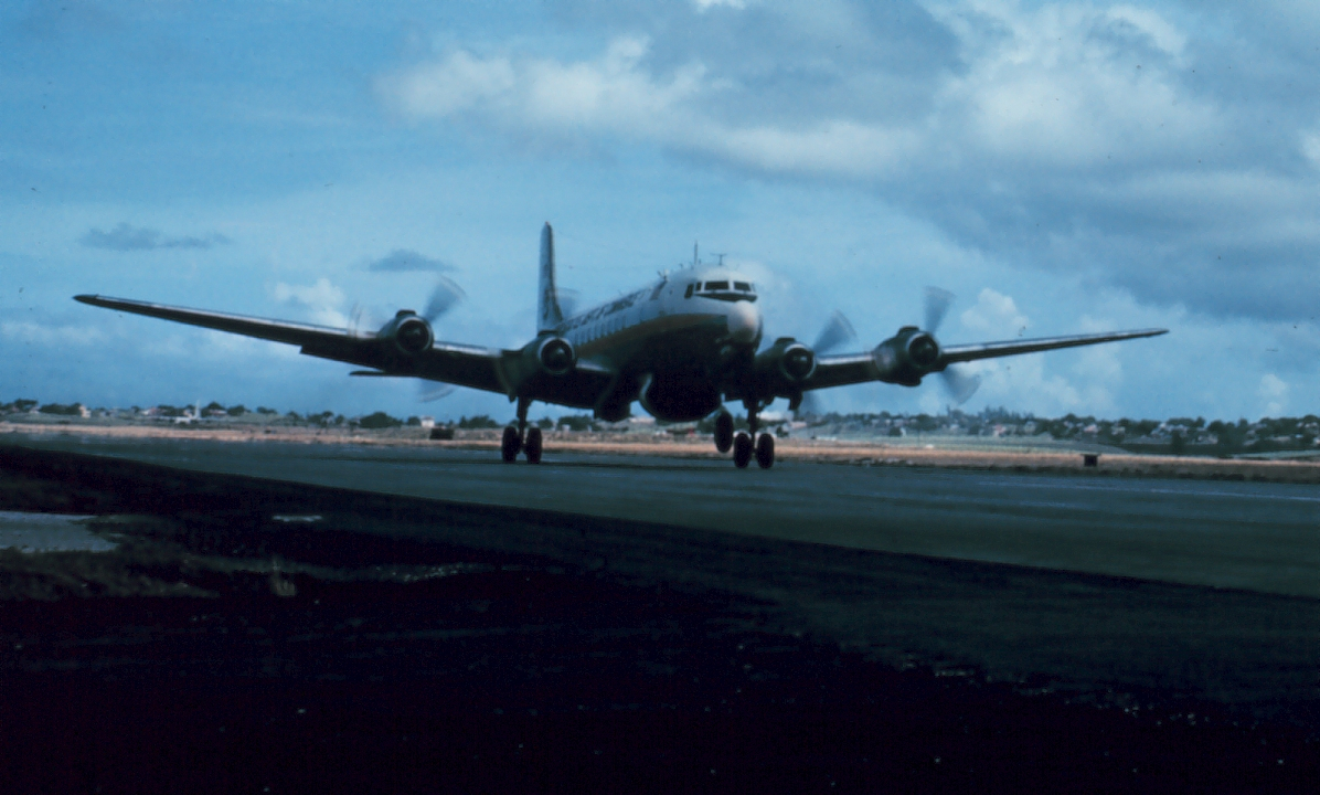 Weather Bureau DC-6 taking off from Seawell