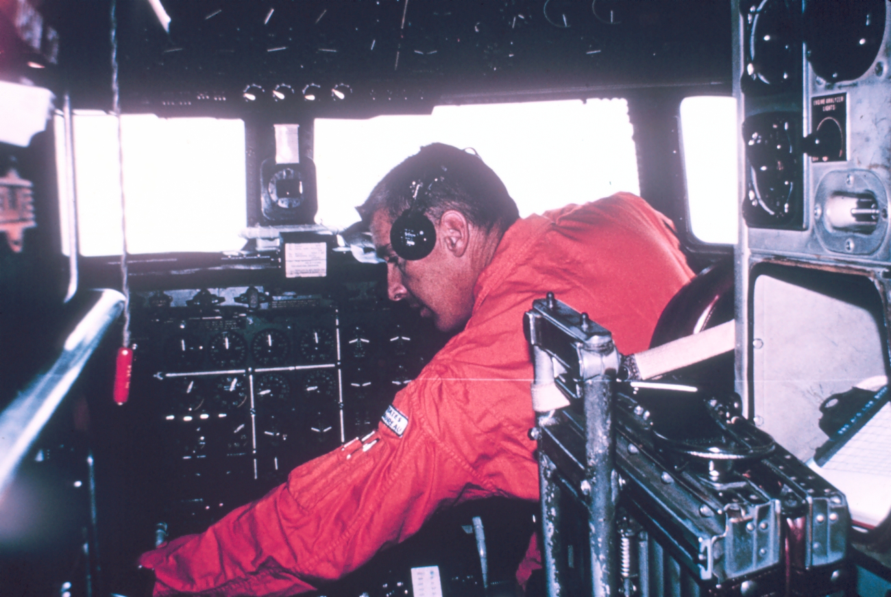 Cockpit of DC-6 with pilot