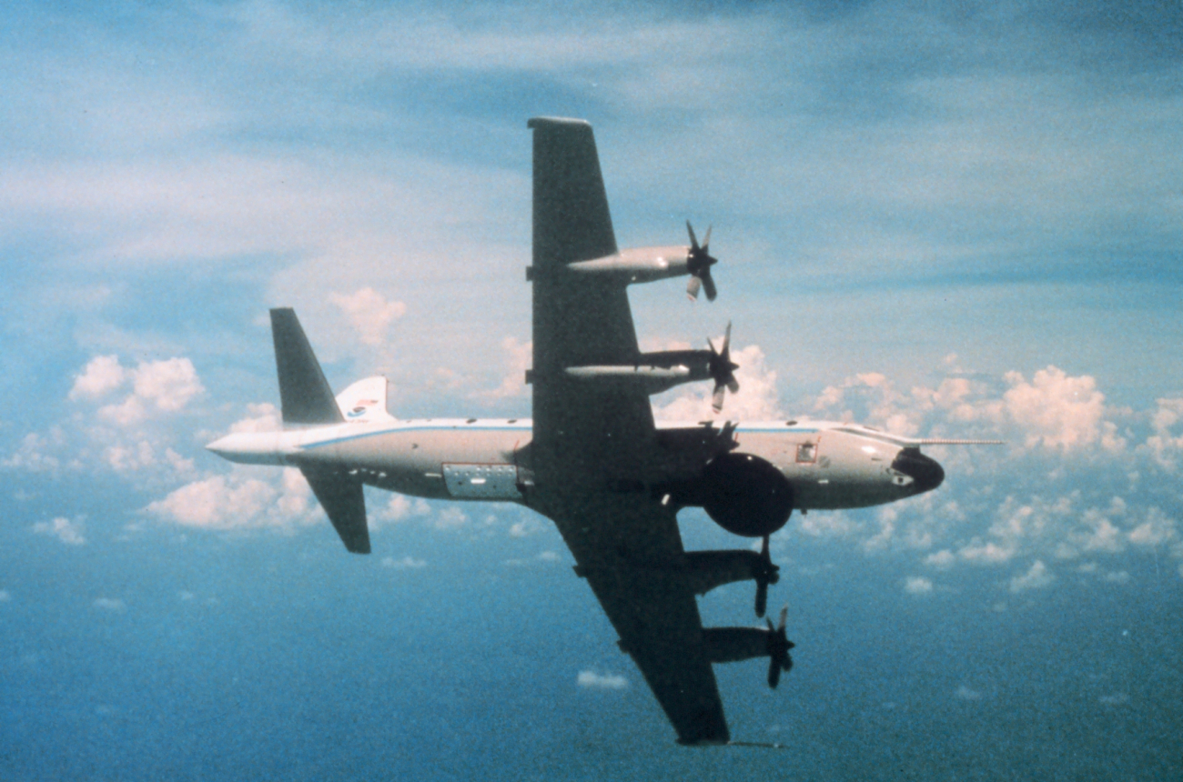 NOAA P-3 in flight showing underside