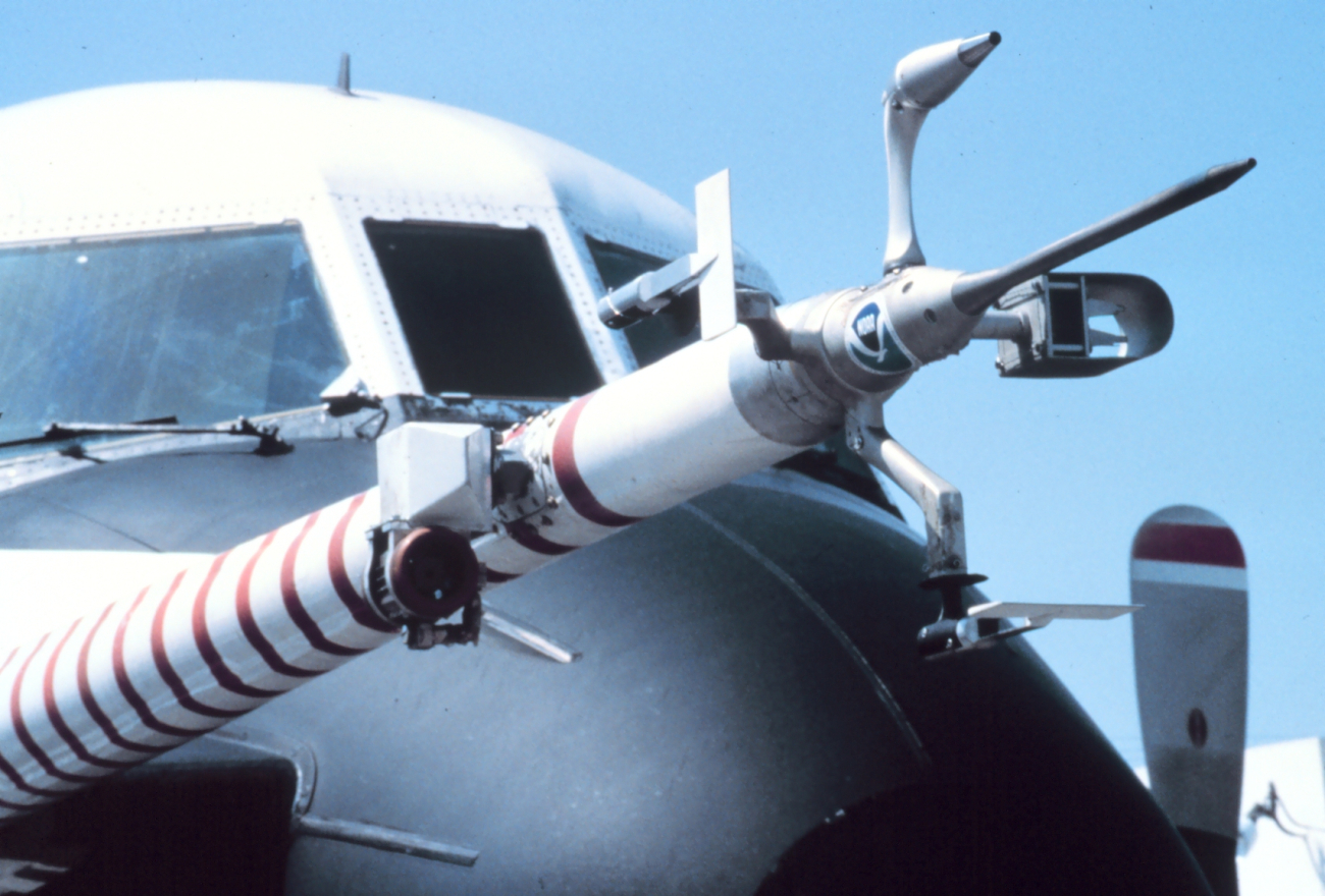 Gust probe mounted on forward boom of P-3