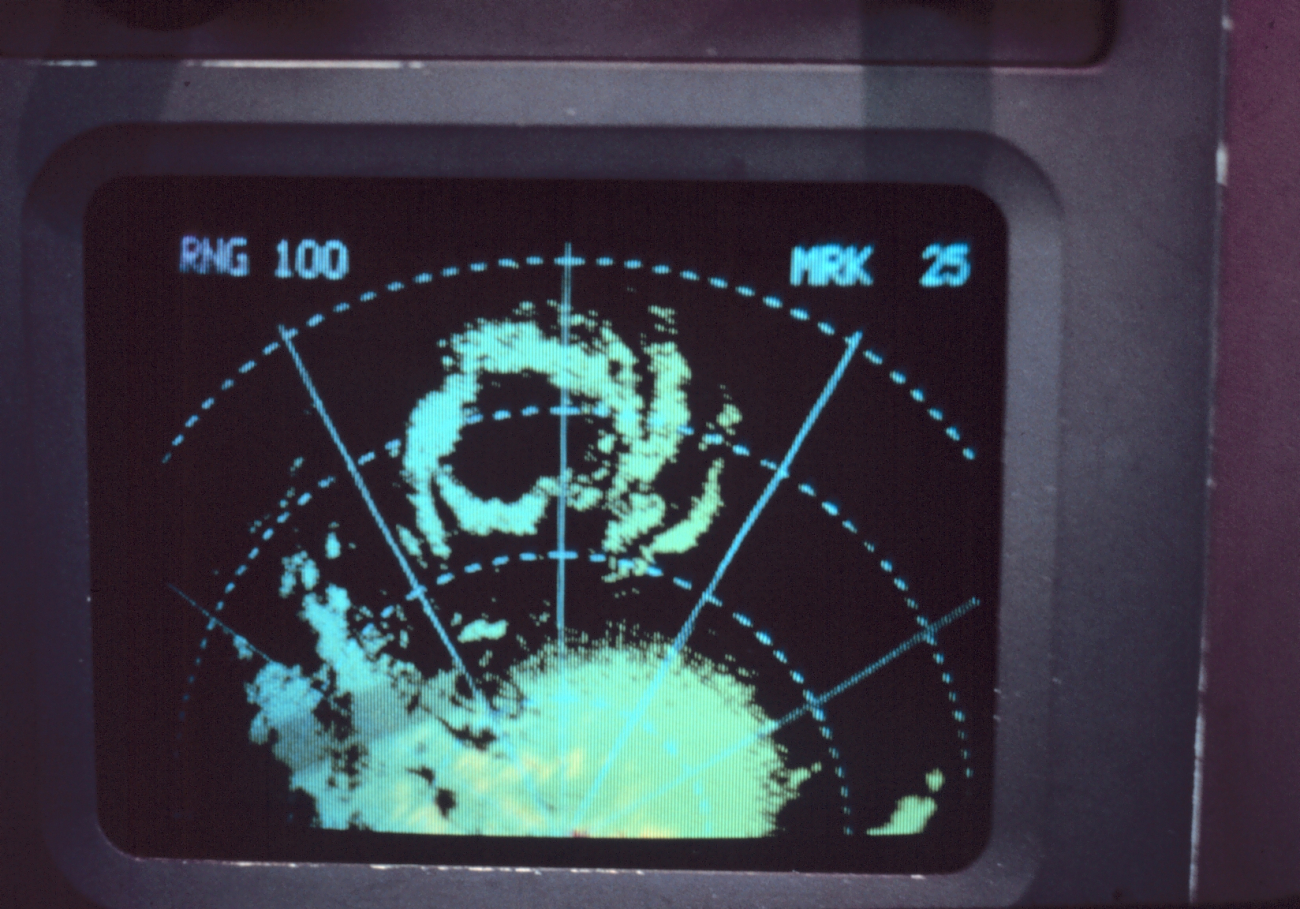 Radar display of Typhoon Rosa center