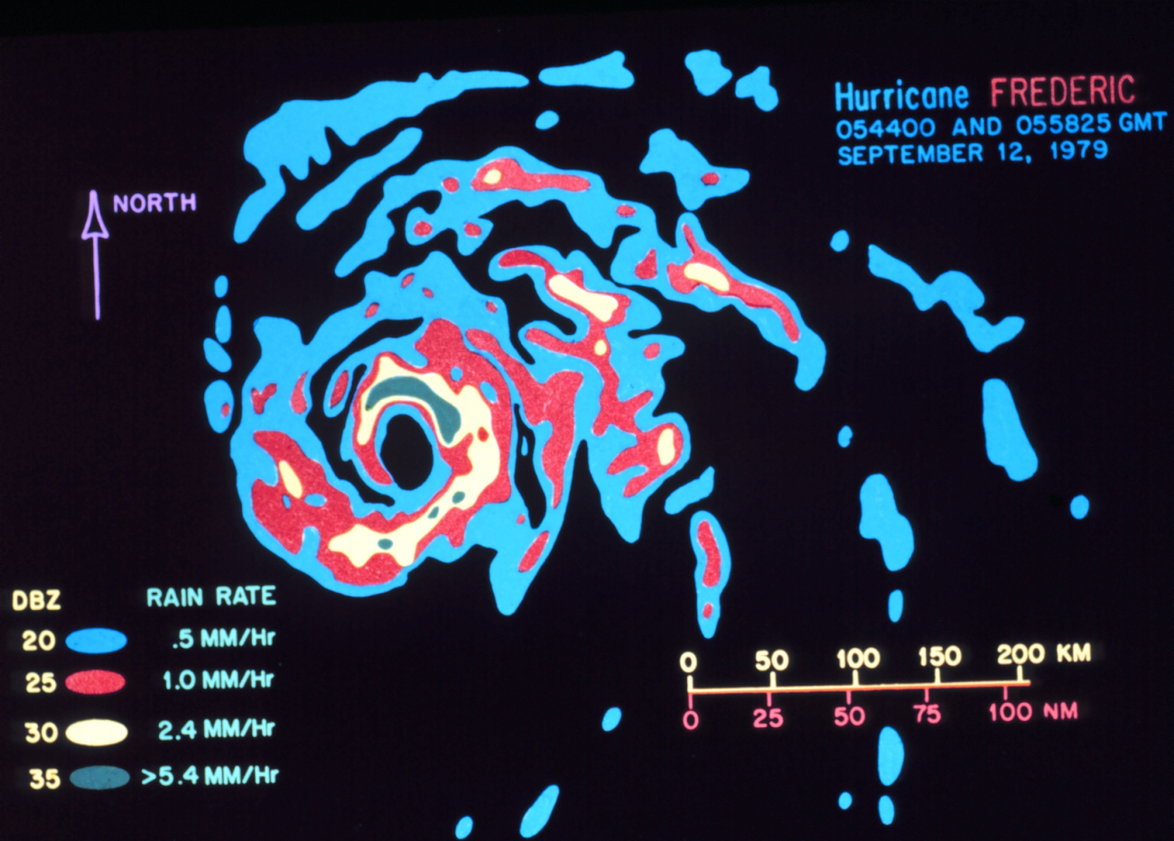Radar display of Hurricane Fred center