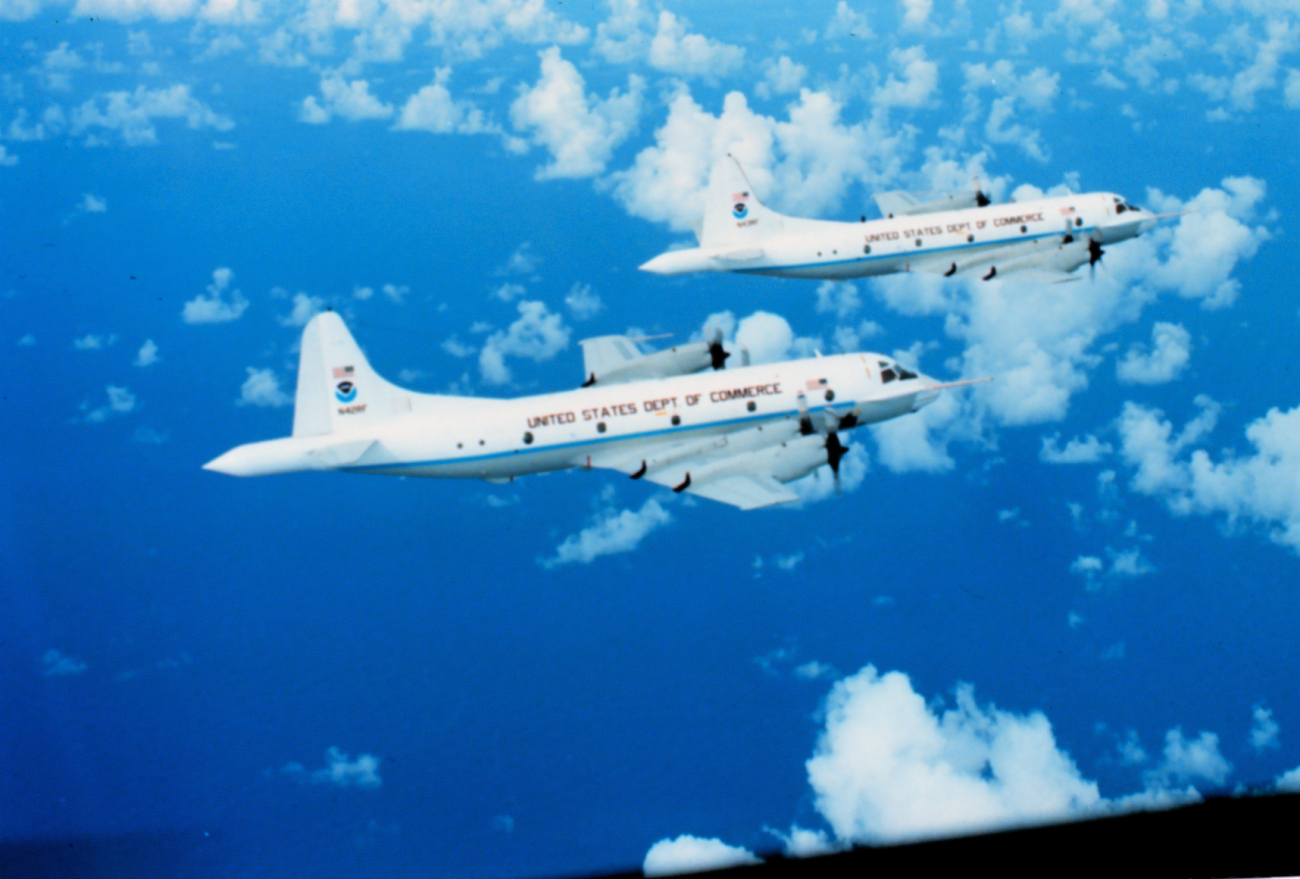 NOAA P-3's flying over fair weather cumulus