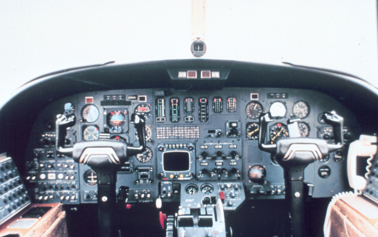 Cockpit of NOAA Cessna 550 Citation II used for photogrammetric and remotesensing