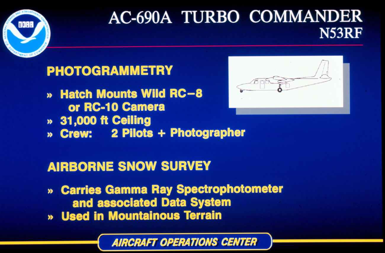 Information slide detailing mission of AC-690A Turbo Commander N53RF