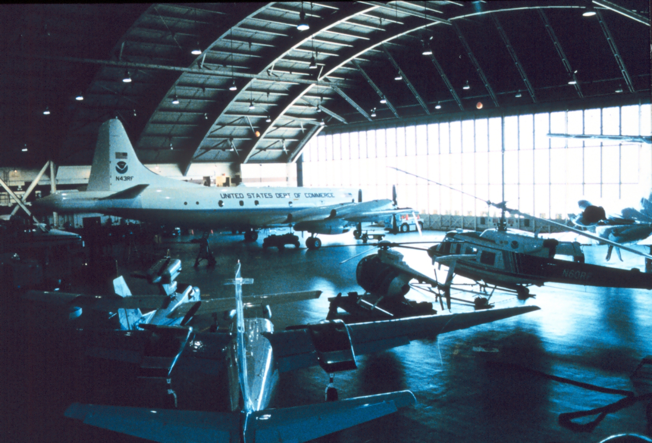 Interior of NOAA hangar at MacDill AFB