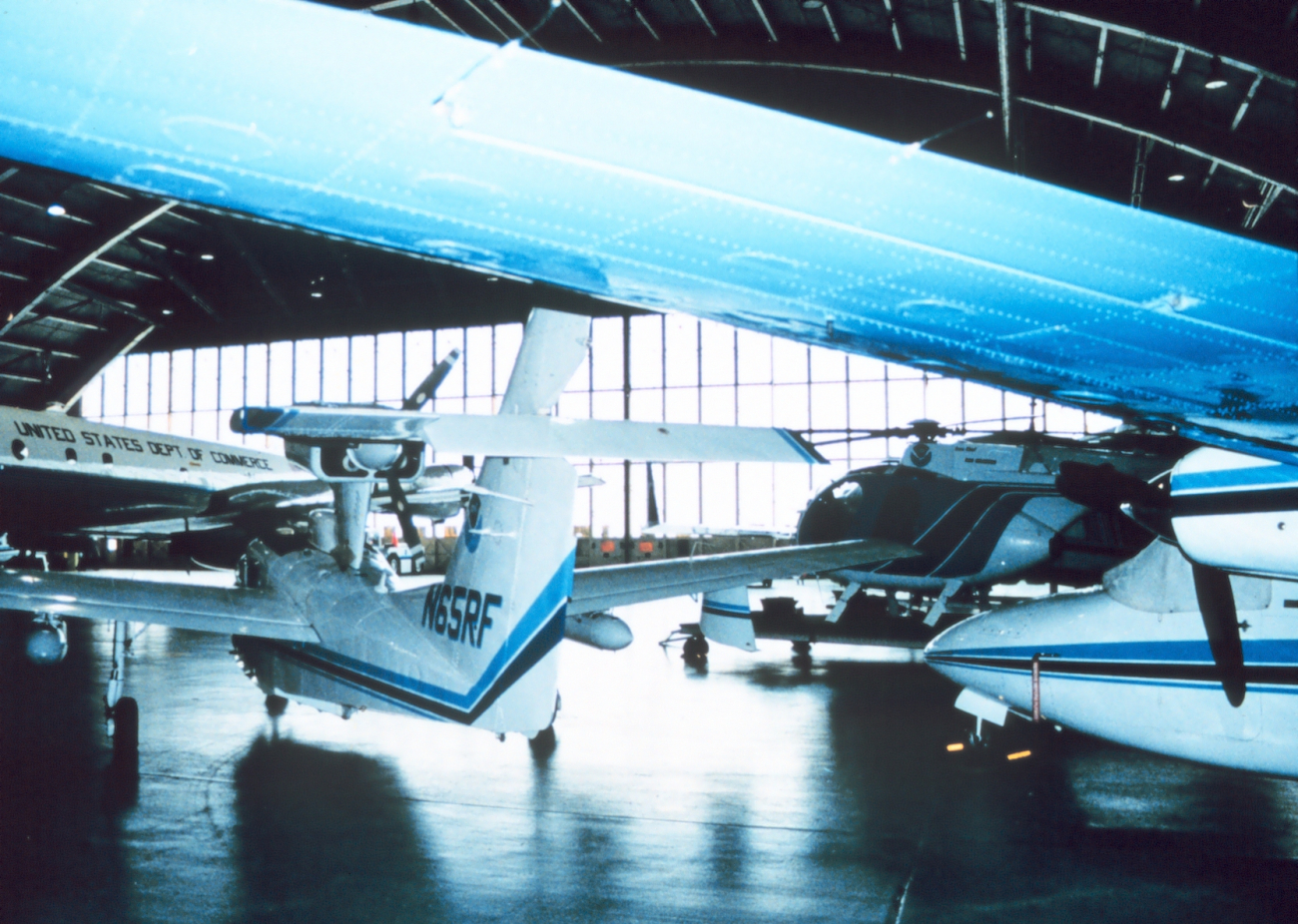 A menagerie of NOAA aircraft at the NOAA hangar at MacDill AFB