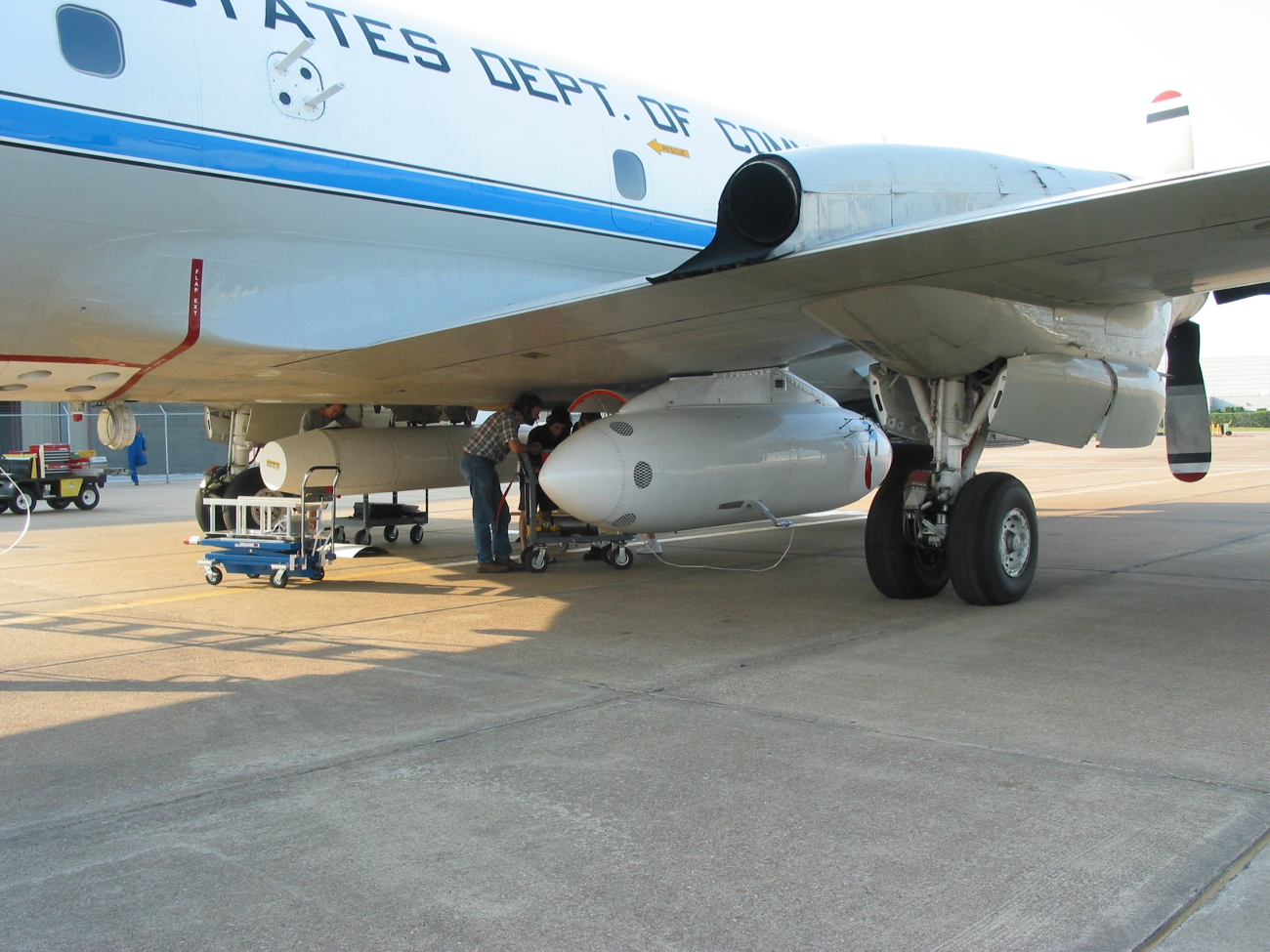 NOAA P-3 research aircraft outfitting for a project