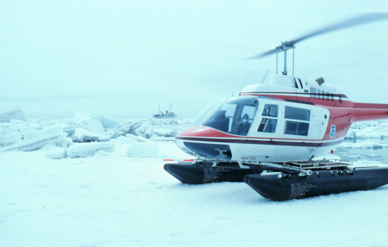 Leased Bell 206 set down on ice for seal tagging