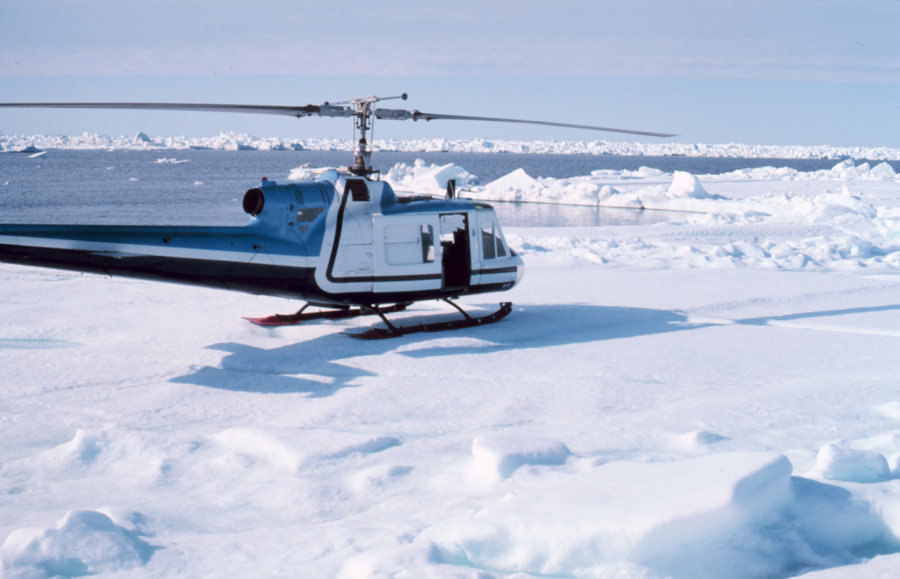 Bell UH-1M supporting OCSEAP scientific studies north of Prudhoe Bay