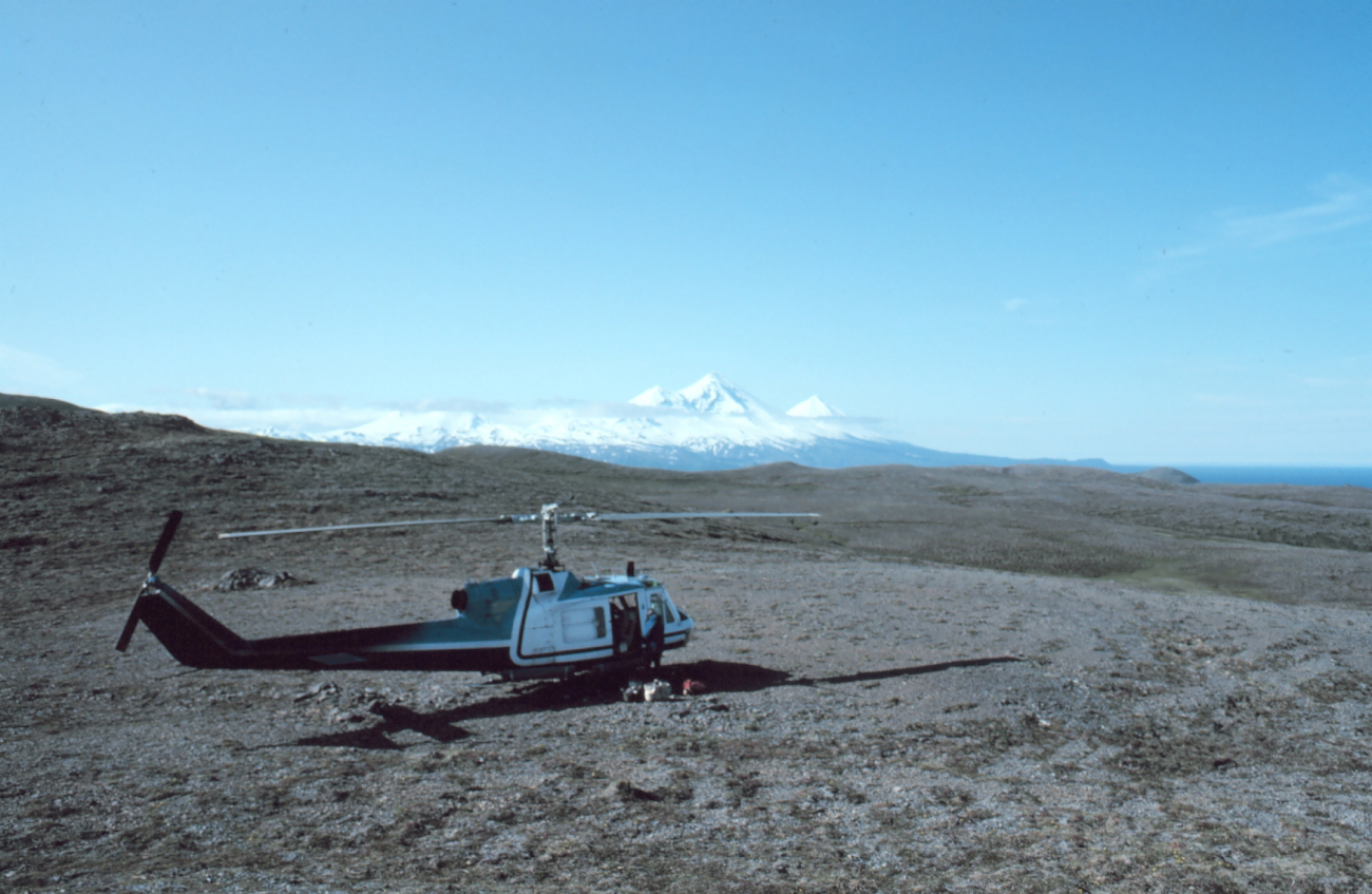 NOAA Bell UH-1M supporting seismic studies on the Alaska Peninsula in thevicinity of Pavlof Volcano