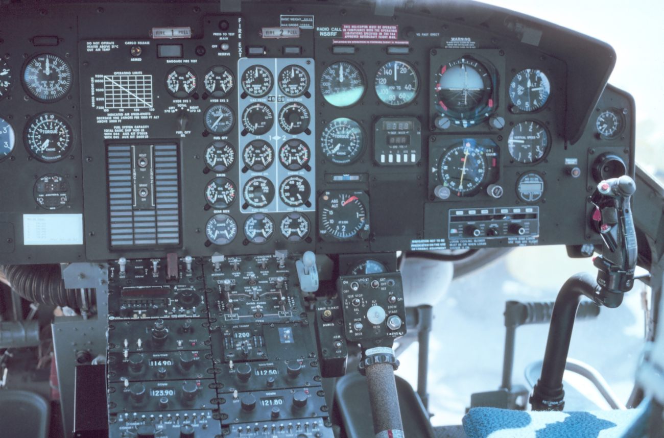 Instrumental panel on Bell 212 helicopter